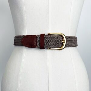 Vintage Genuine Leather Woven Stretch Belt | Size M/L
